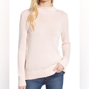 J.Crew Always Rollneck Light Pink Knit Sweater Size Small 100% Cotton